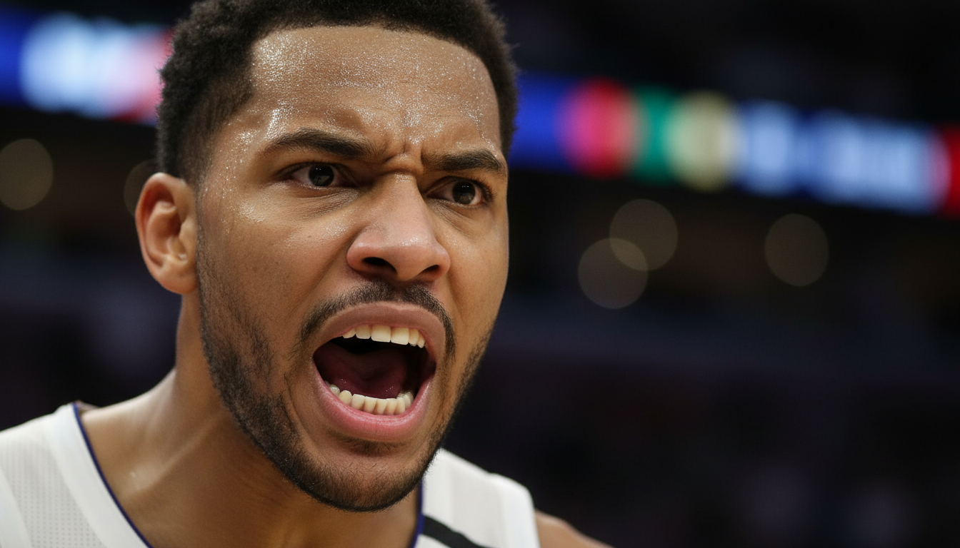 Jokic argues with referee after the call.