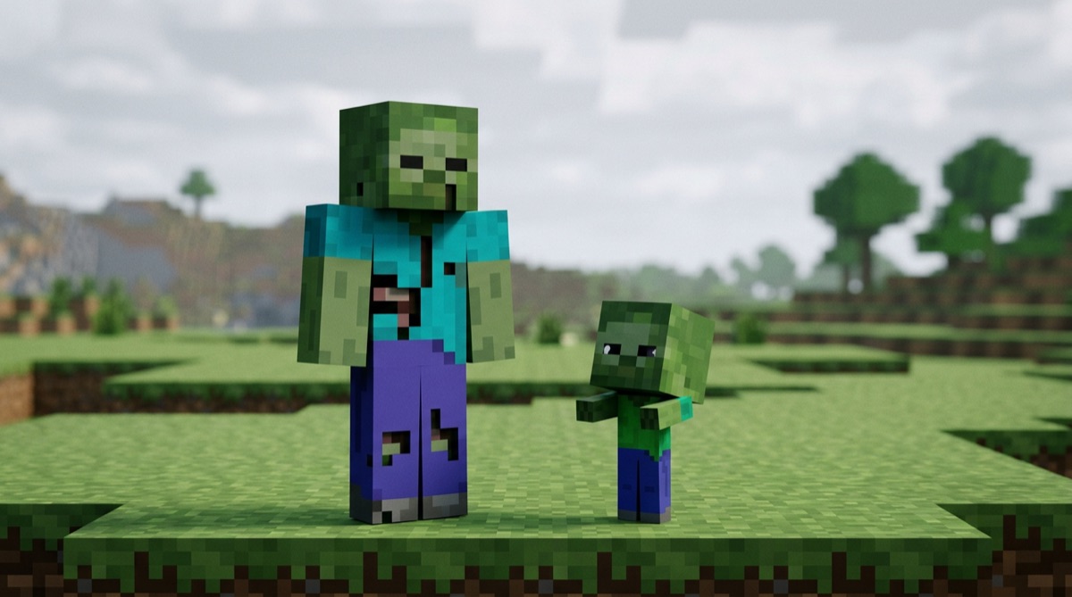 Baby zombie versus regular zombie