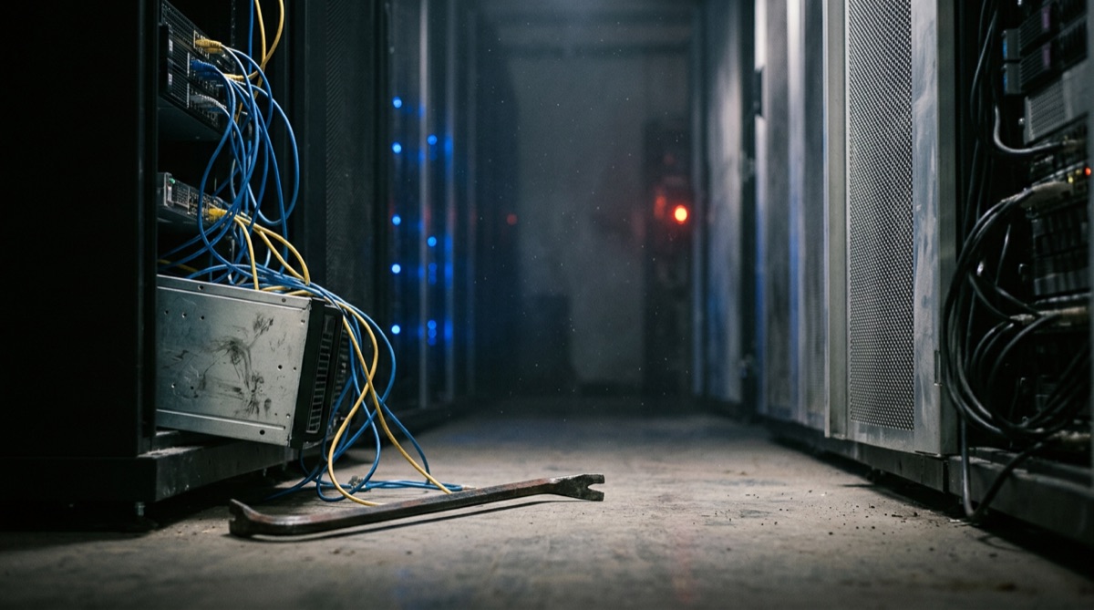 A server room, representing the infrastructure needed to support Project Helix, highlighting potential security vulnerabilities.